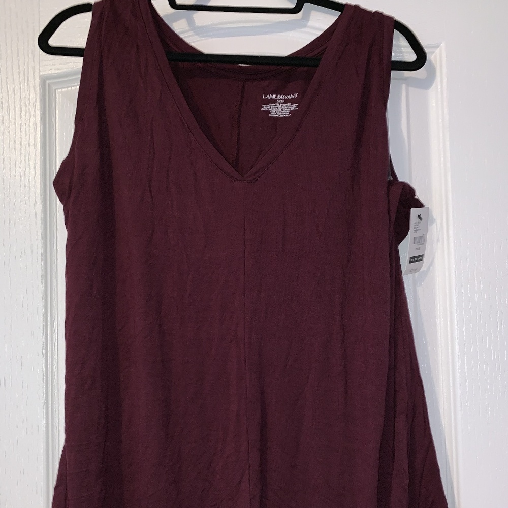 LANE BRYANT V NECK SWING TANK BERRY
